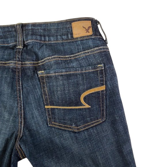 American Eagle Jeans Women 8 31x25 Artist Crop Stretch Low Rise Dark Blue Denim - Picture 9 of 13